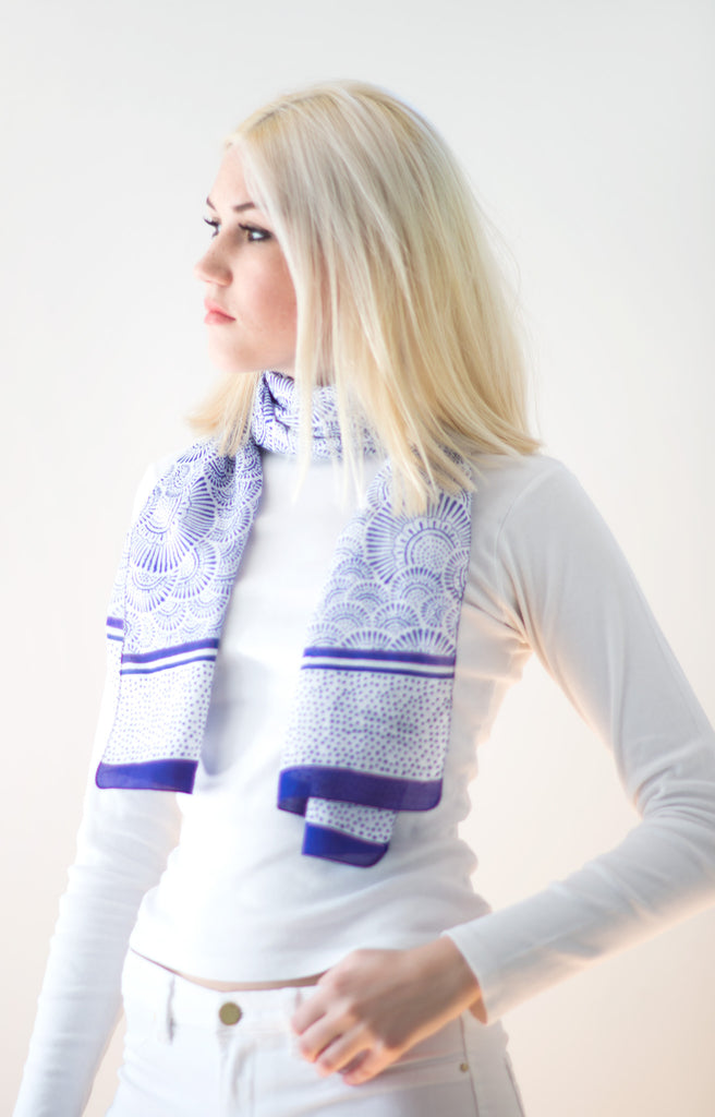 Scarf in Ripples Blue