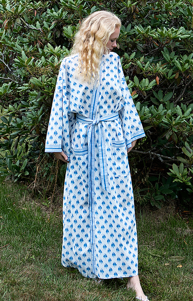 Long Kimono in Blue Posies