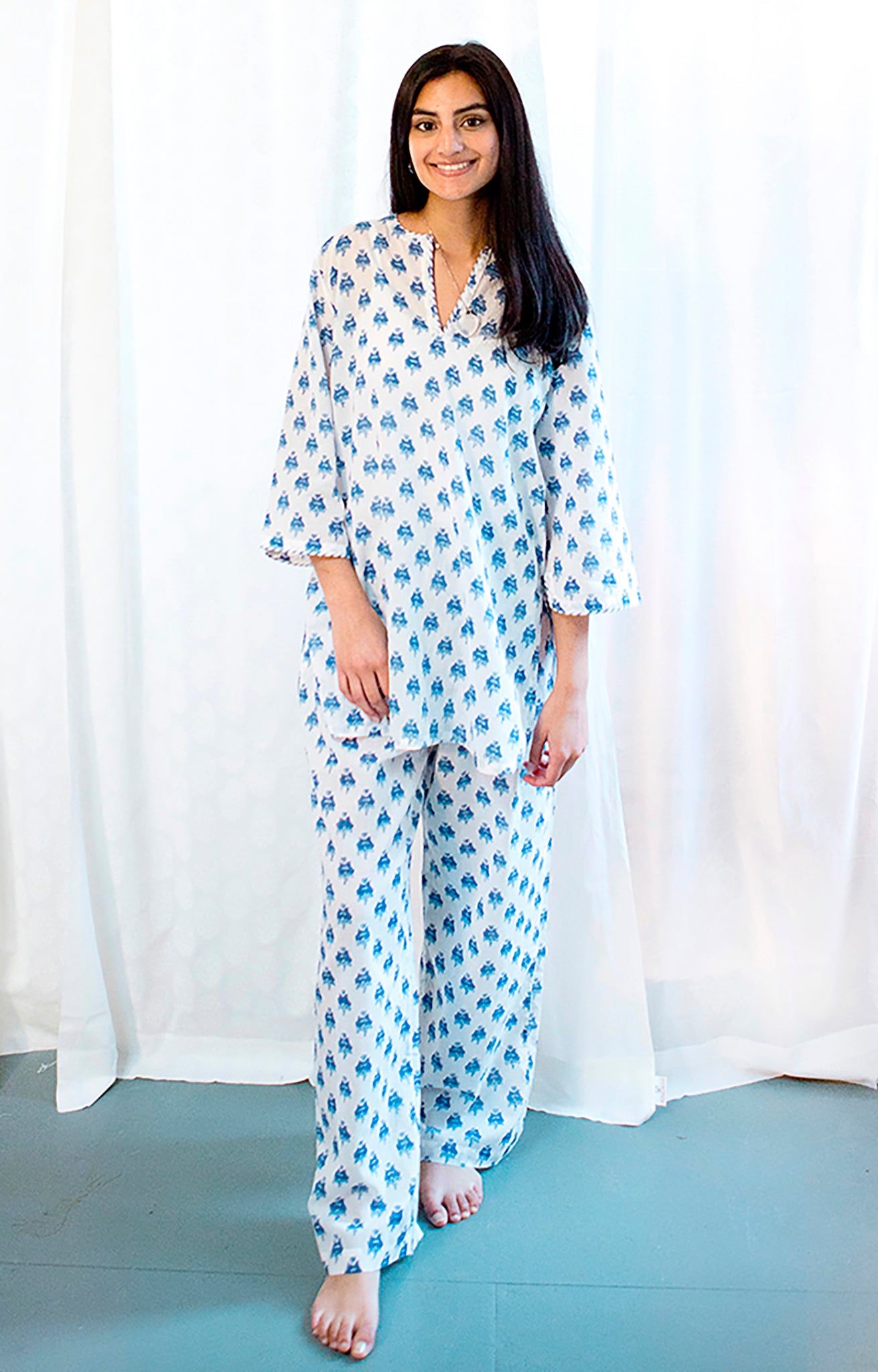 Anokhi USA Pajamas in Blue Posies