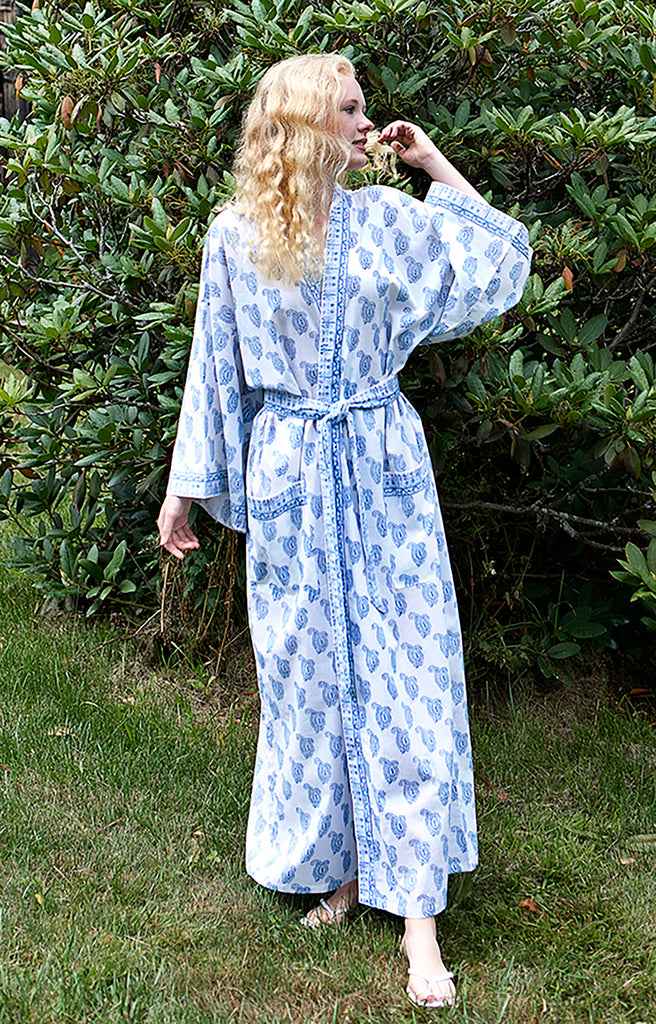 Long Kimono in Denim Double Paisley