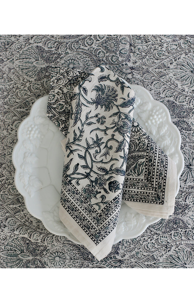 Table Linens in Grey Vines