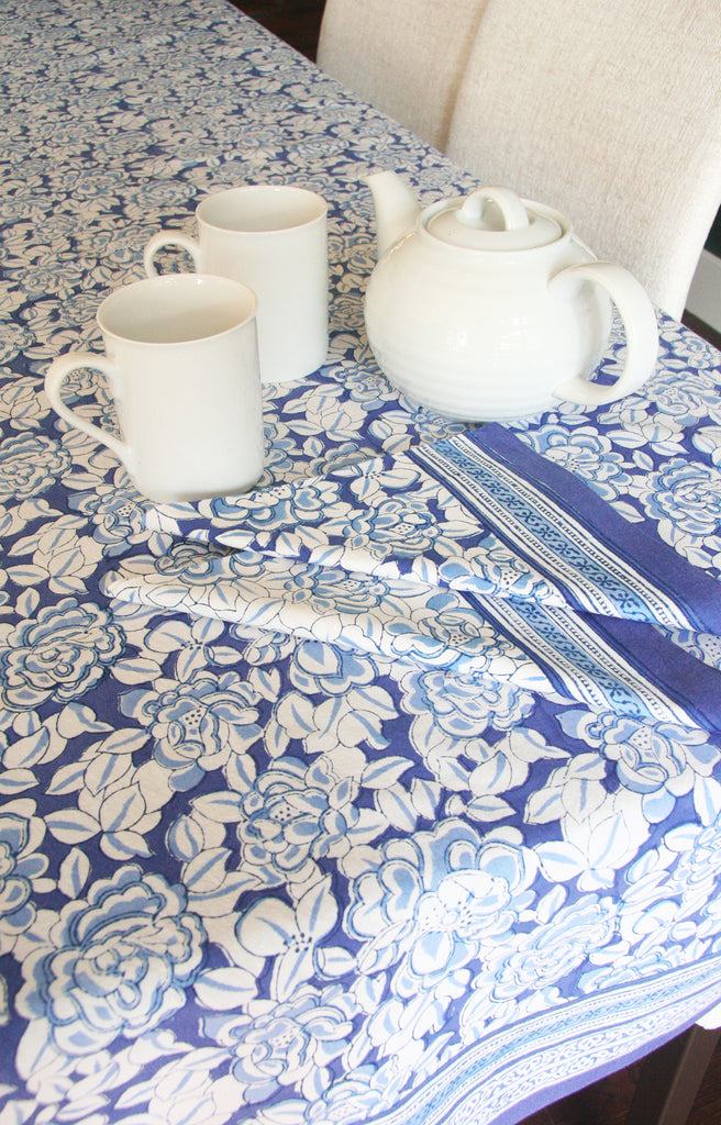 Table Linens in Porcelain Flower Blue