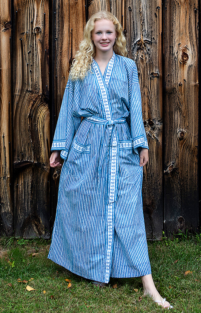 Long Kimono in Striped Denim