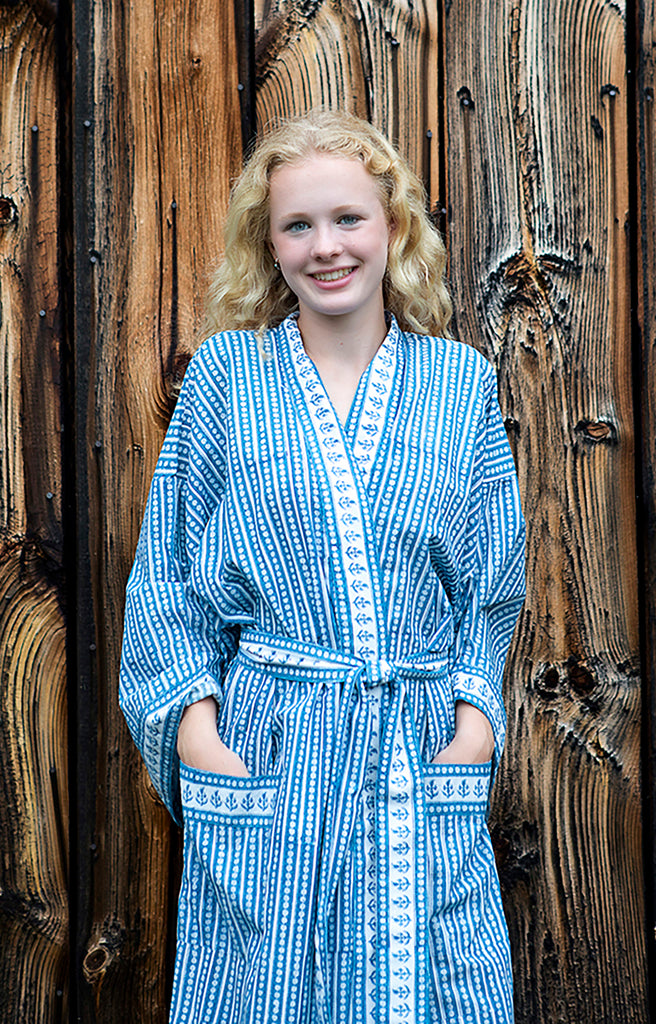 Long Kimono in Striped Denim