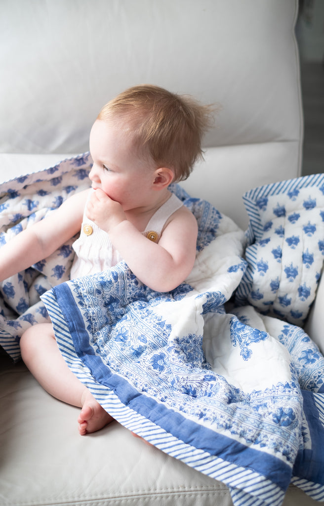 Baby Quilt in Blue Bouquet