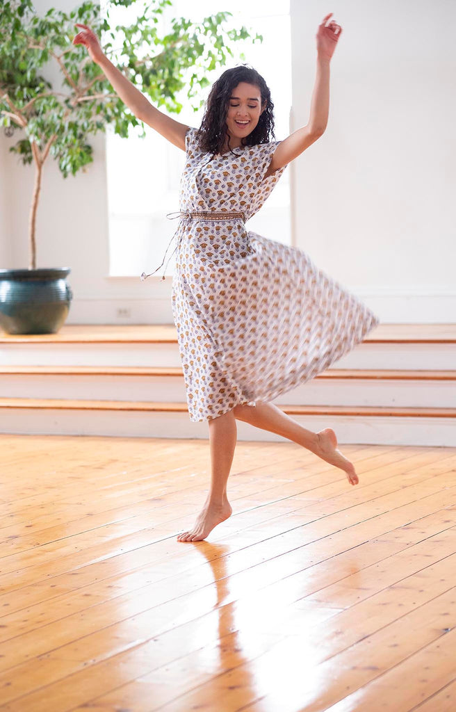Crossover Sundress in Gold Tulip