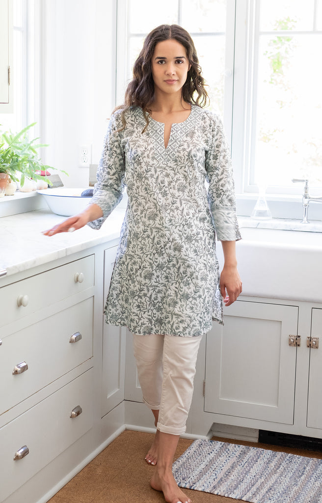 Bias Tunic in Grey Vines