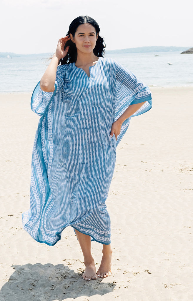 Kaftan in Striped Denim