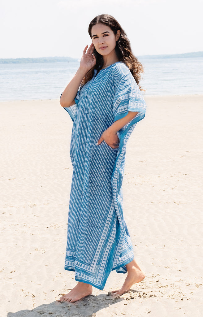 Kaftan in Striped Denim