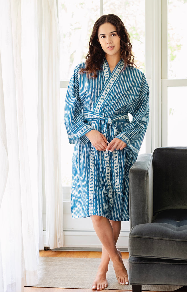 Short Kimono in Striped Denim