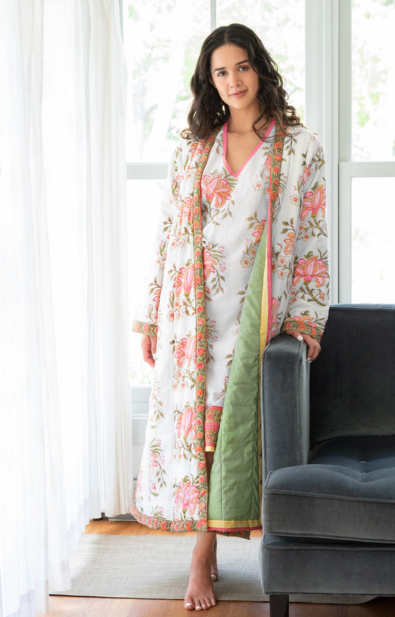 Petite Quilted Robe in Summer Bouquet