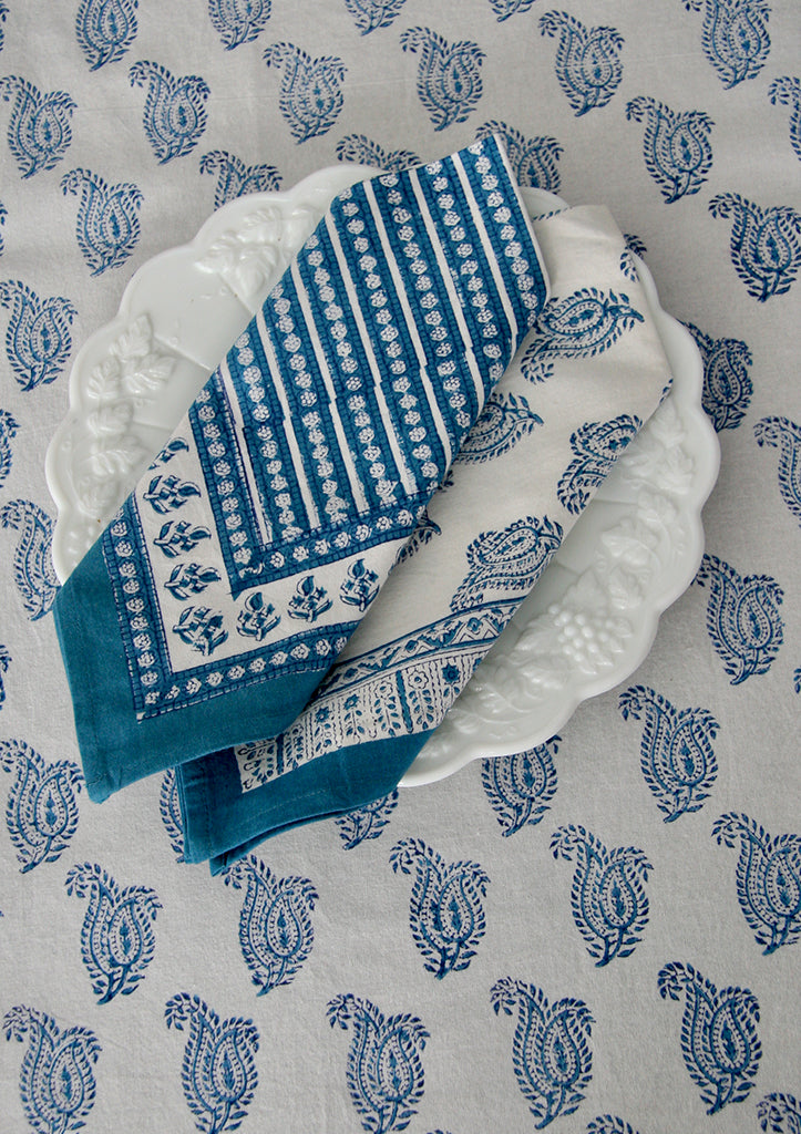 Table Linens in Denim Double Paisley