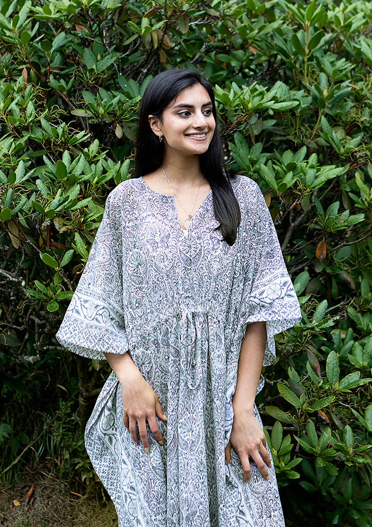 grey kaftan dress Grey Off Shoulder Embroidered Henna Kaftan 36
