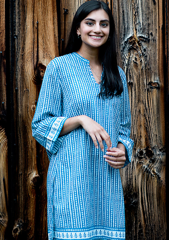Straight Tunic in Striped Denim