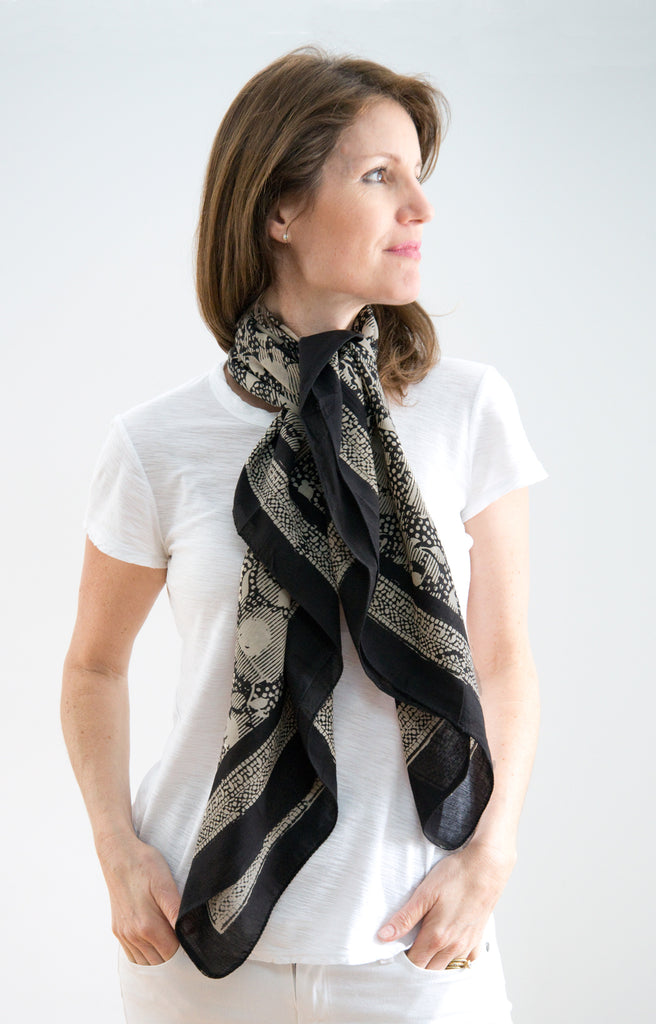 Scarf in Black and Tan Shadows
