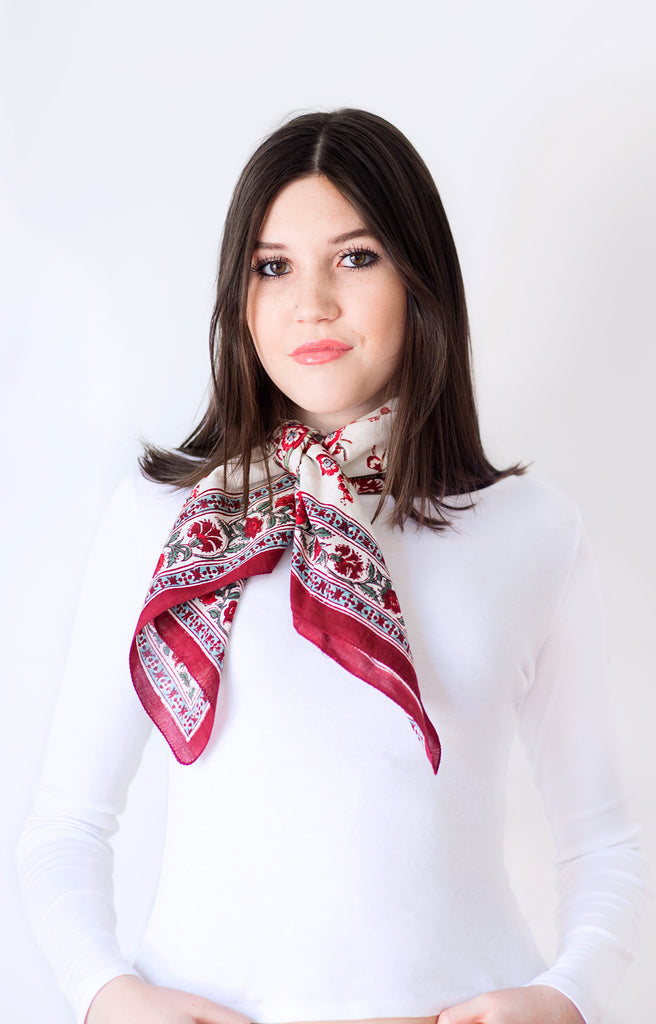 Scarf in Blossoms Red