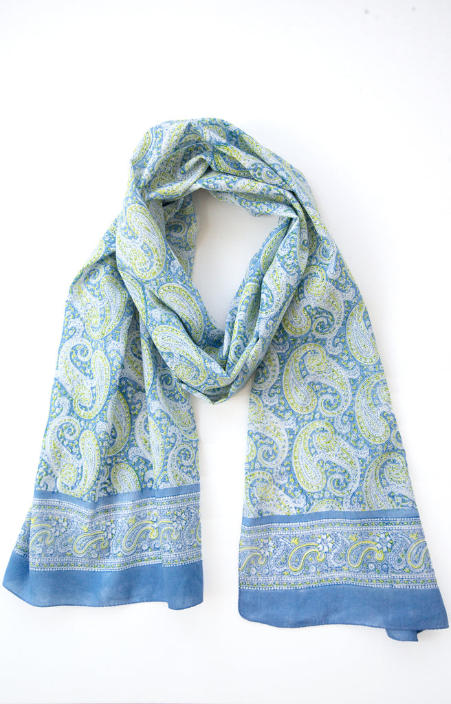 Scarf in Blue Paisley