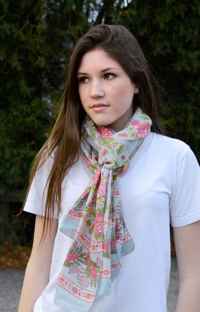 Scarf in Briar Rose Aqua