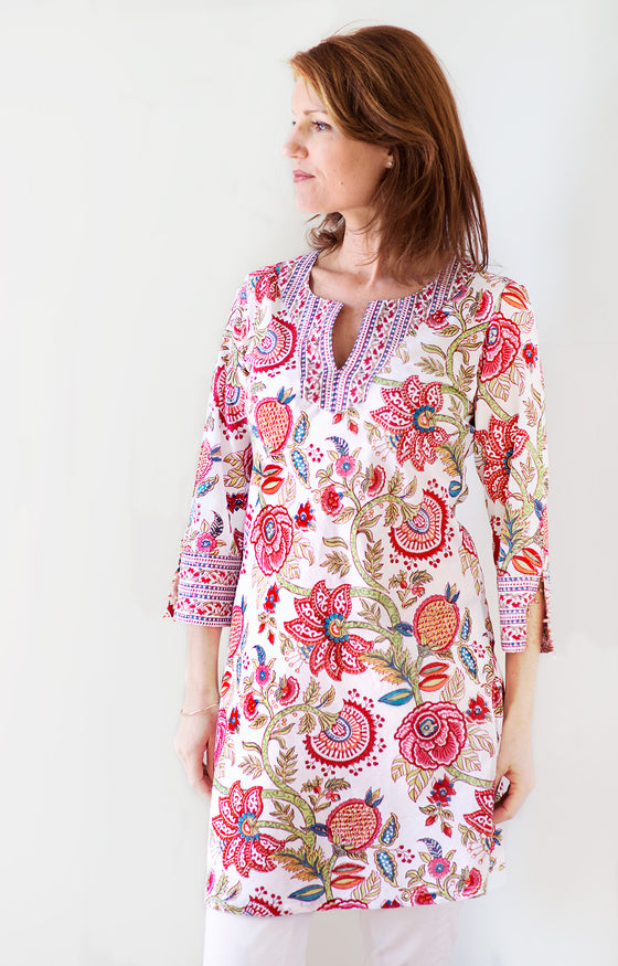 Bias Tunic in Brilliant Floral