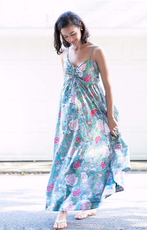 Maxi Dress in Chinese Aqua