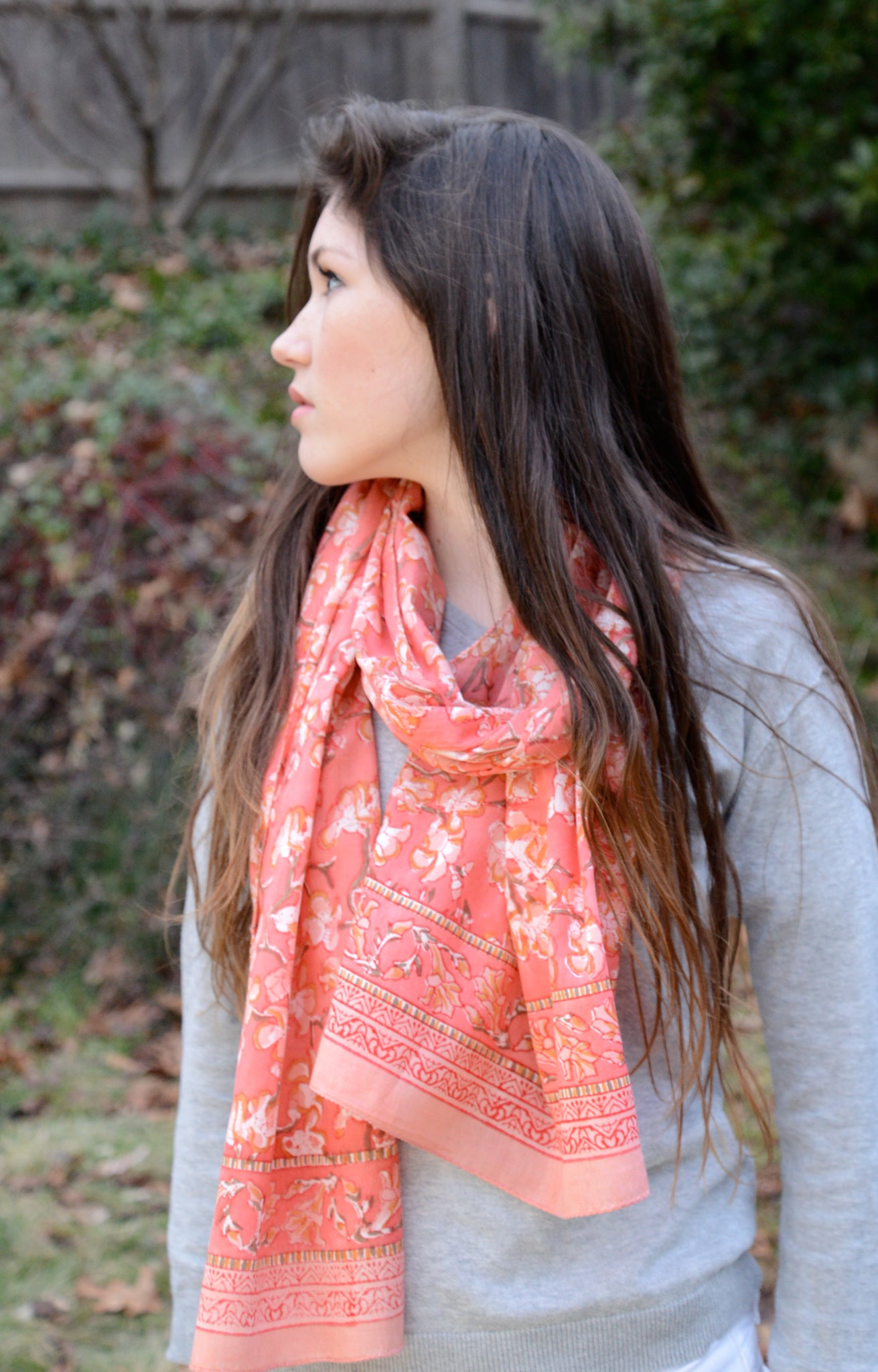 Anokhi USA Scarf in Coral Blossom