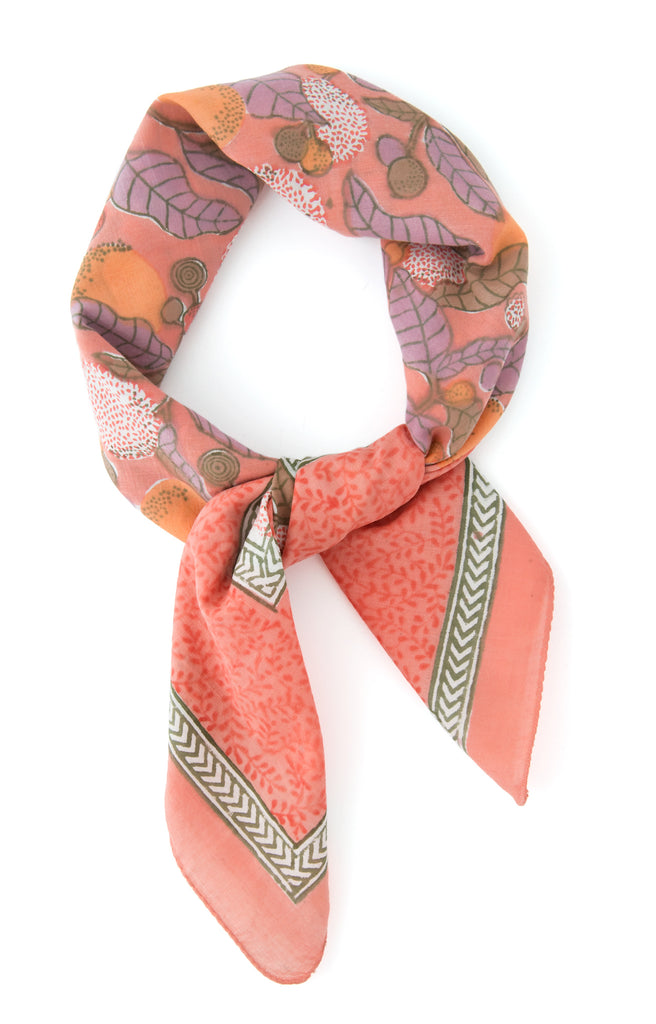 Scarf in Coral Leaves