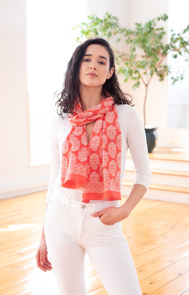 Scarf in Coral Motif