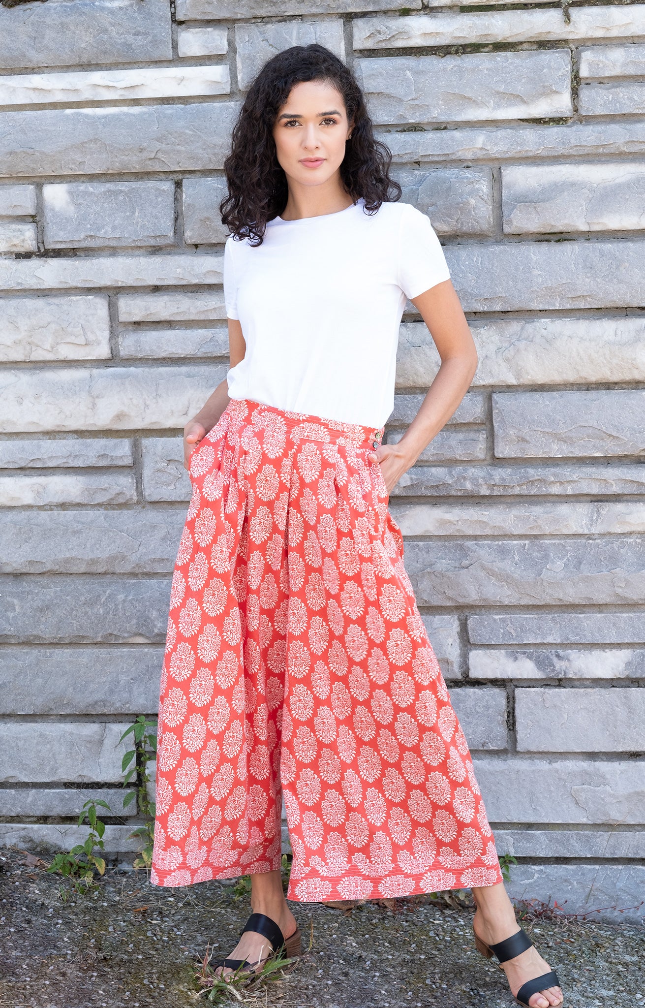 Anokhi USA Culottes in Coral Motif