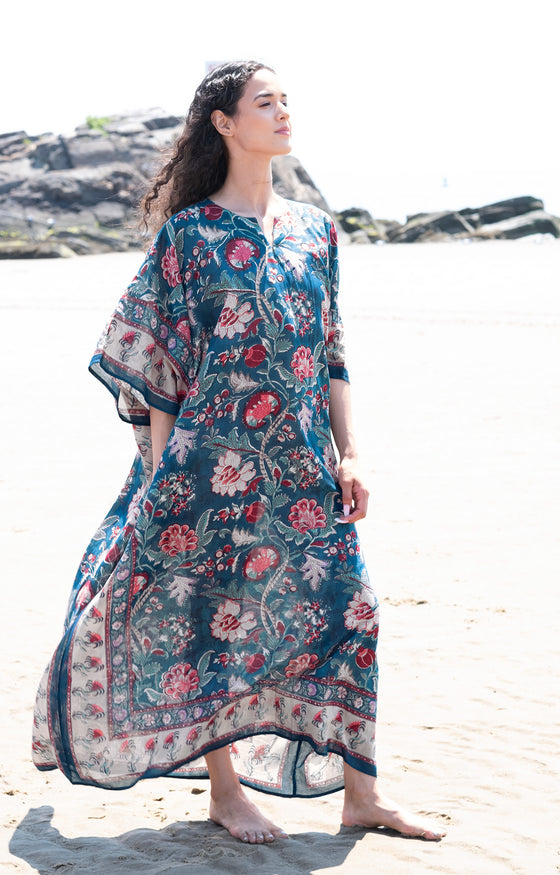 Kaftan in Damask Marine