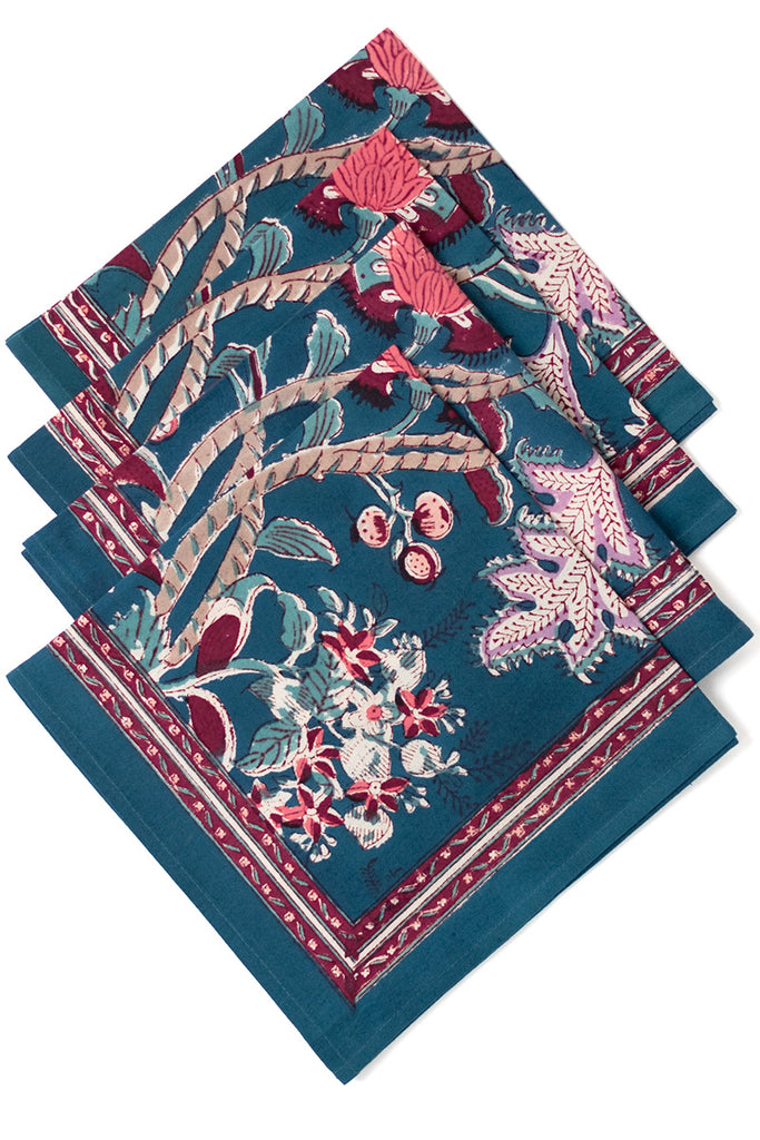 Table Linens in Damask Marine