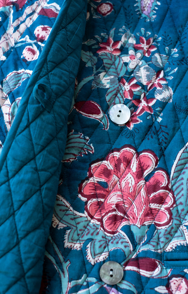 Quilted Jacket in Damask Marine