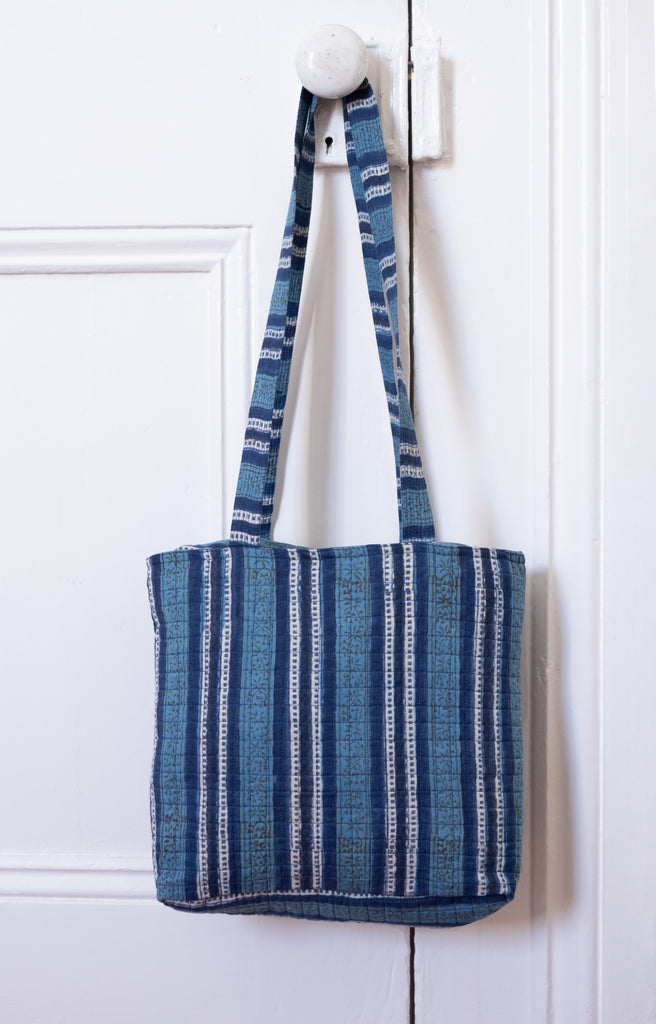 City Bag in Denim Stripe