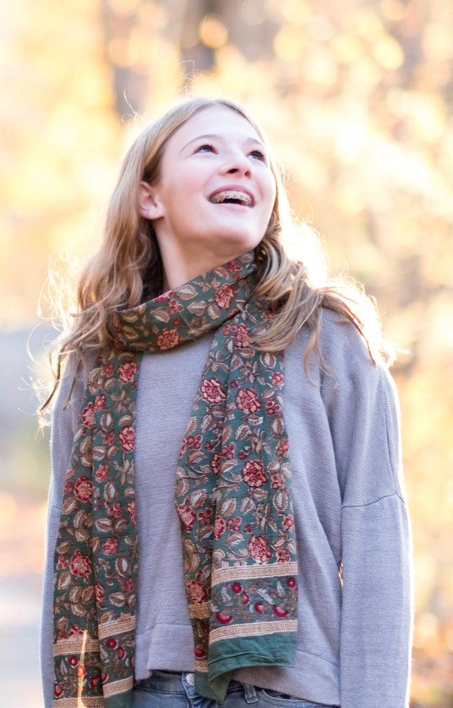 Scarf in Fall Flowers