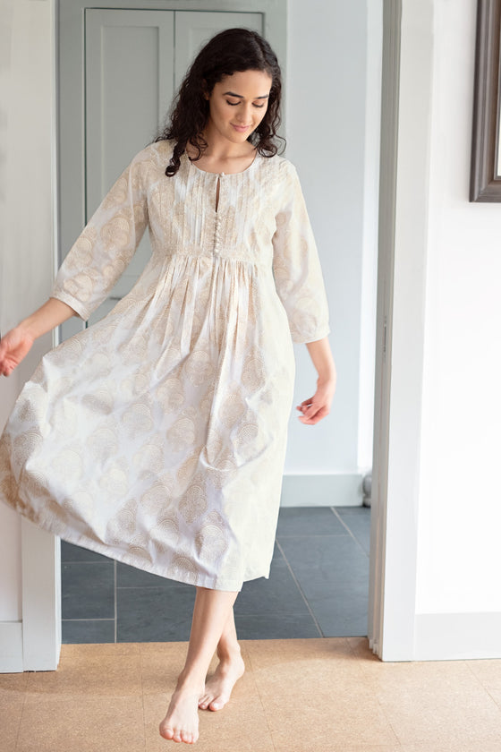 Rachel Dress in Gold Stamp