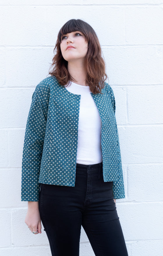 Bolero Jacket in Green Diamonds