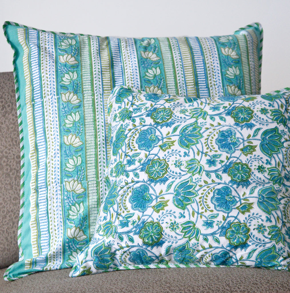 Cushion Covers in Green Stripe