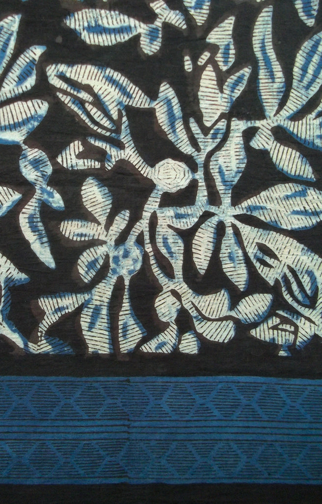 Scarf in Indigo Stencil Flower