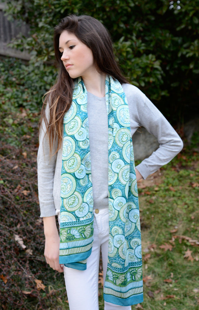 Scarf in Jade Circles