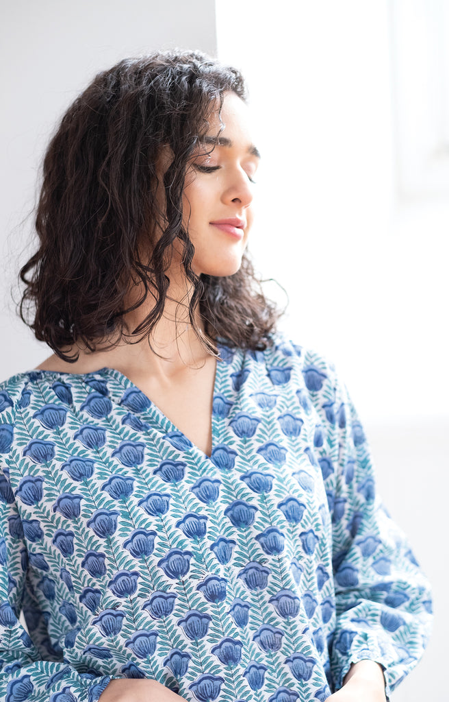 Artisan Blouse in Lapis Tulip