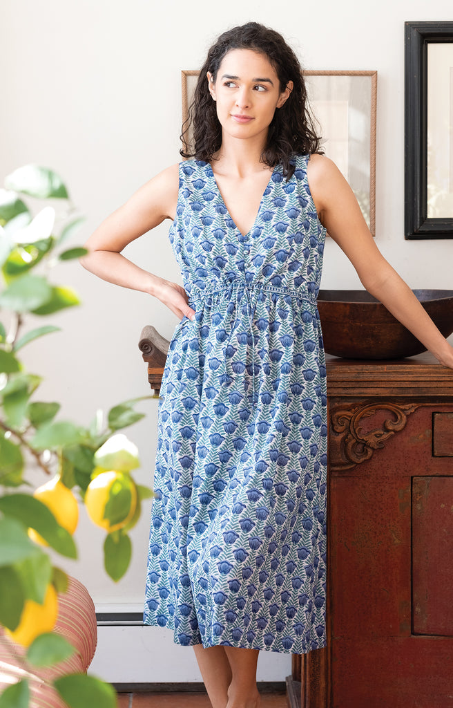 Button Sundress in Lapis Tulip