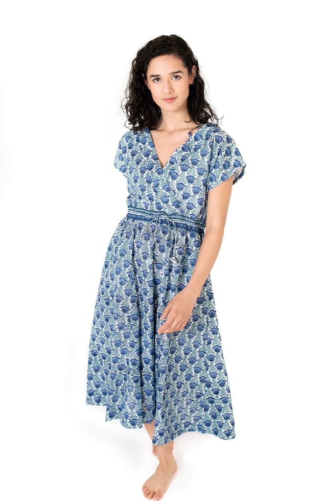 Crossover Sundress in Lapis Tulip