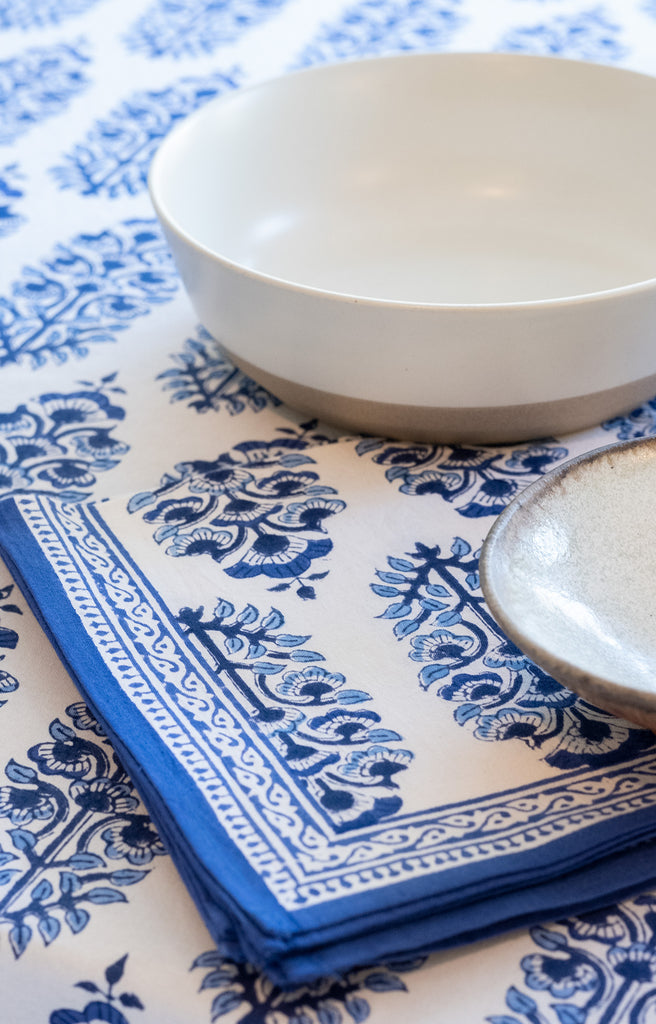 Table Linens in Moghul Blue