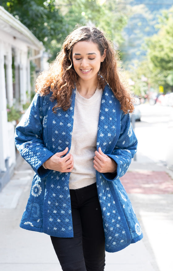 Cocoon Coat in Moonlit Daisy