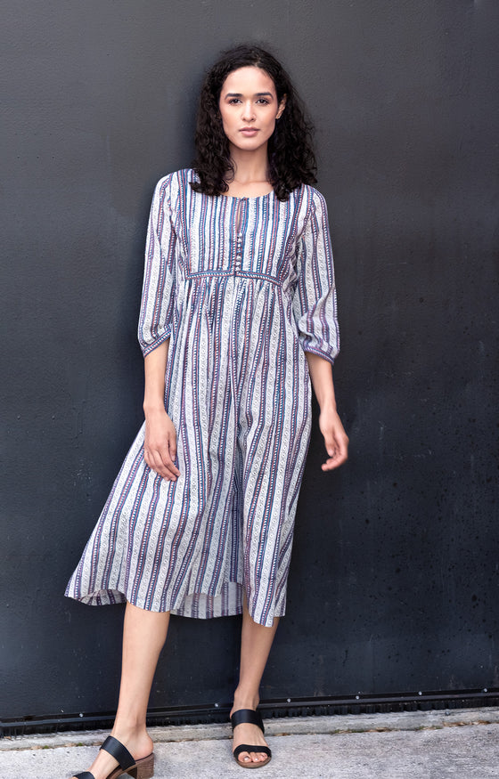 Rachel Dress in Navy Stripe