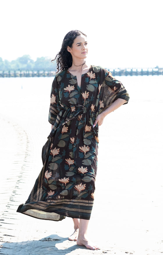 Drawstring Kaftan in Night Lily