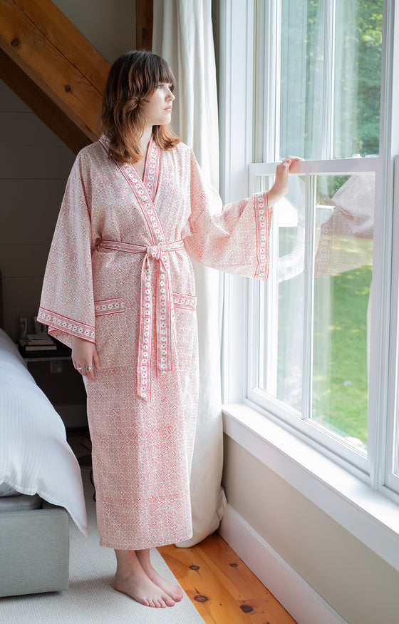 Long Kimono in Red Tiles
