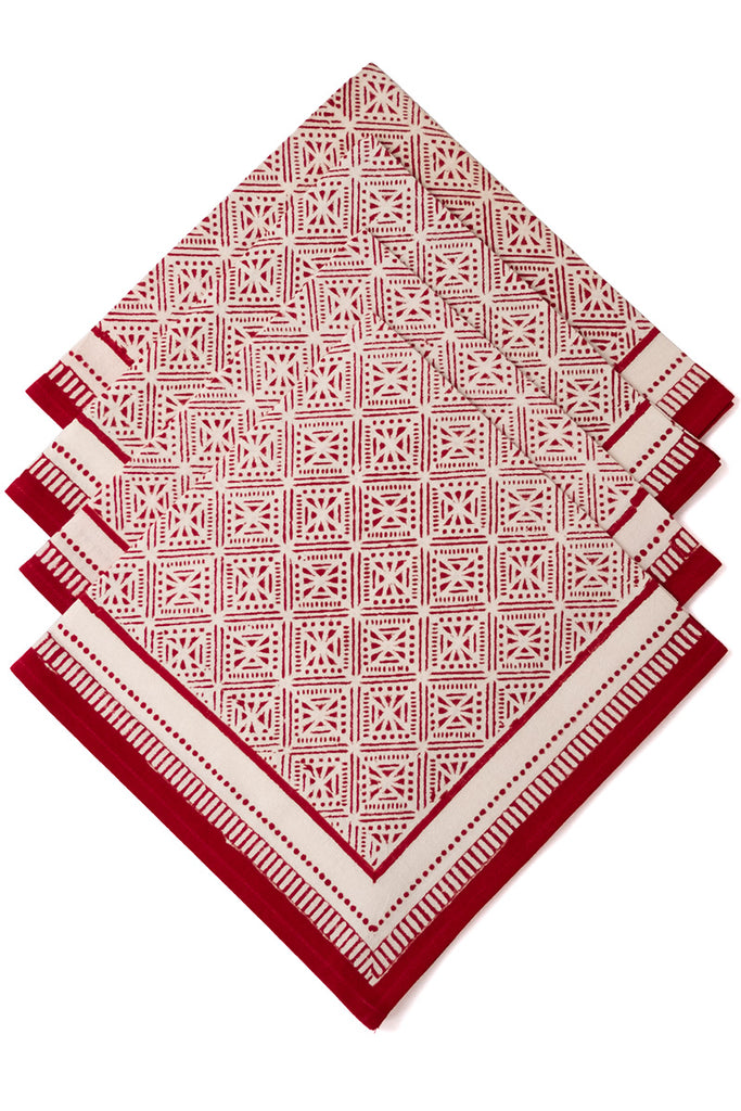 Table Linens in Red Tiles