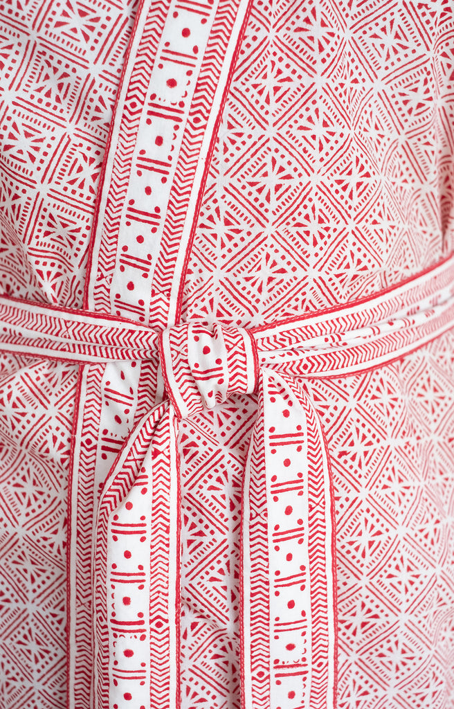 Short Kimono in Red Tiles