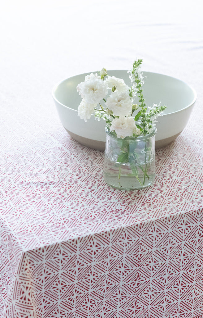 Table Linens in Red Tiles