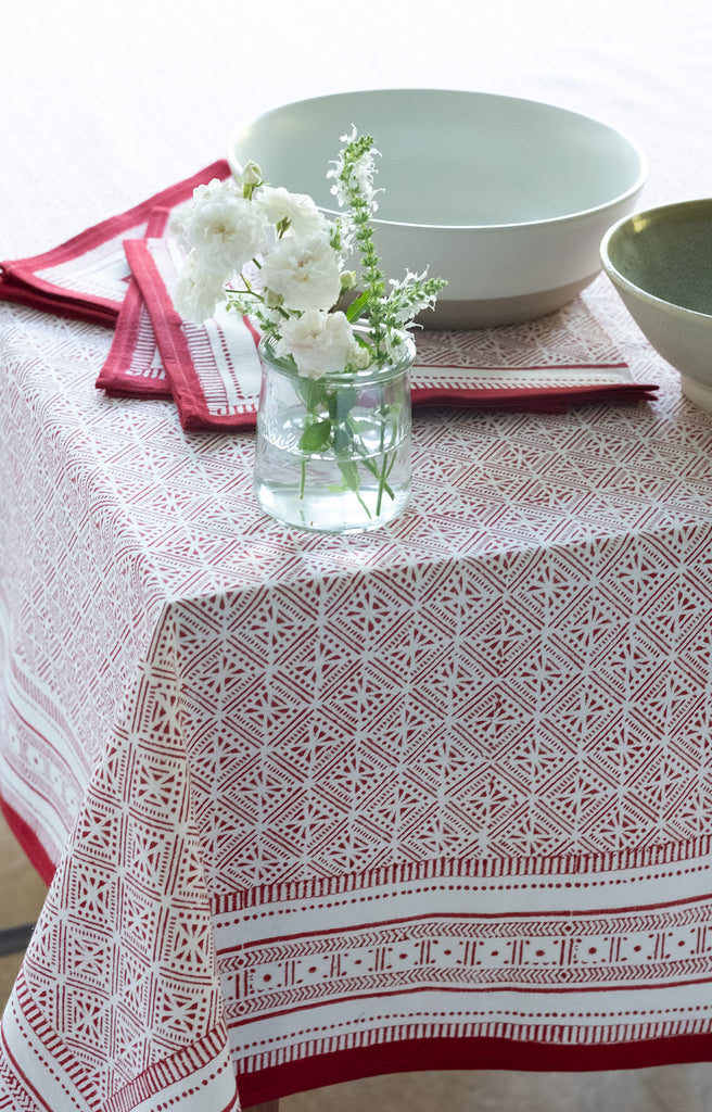 Table Linens in Red Tiles